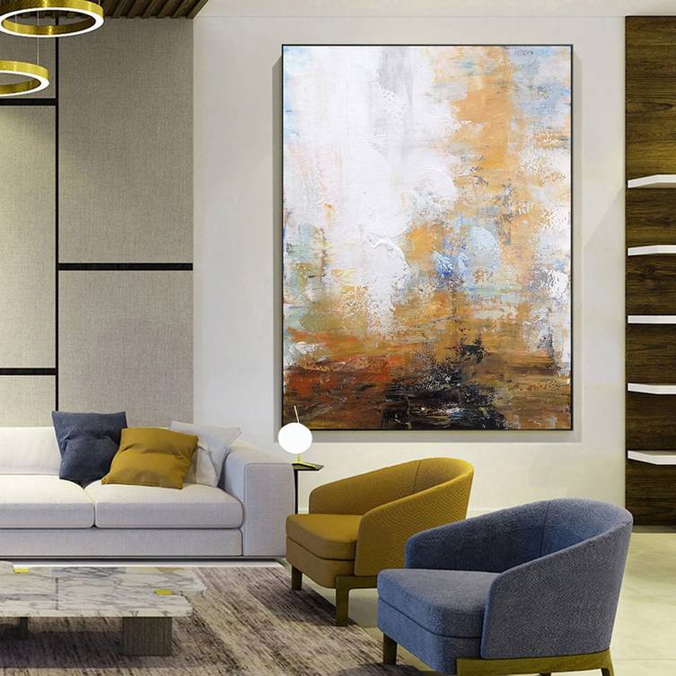 Grey Office Blue White Abstract Canvas Artwork 70CB6 wall art